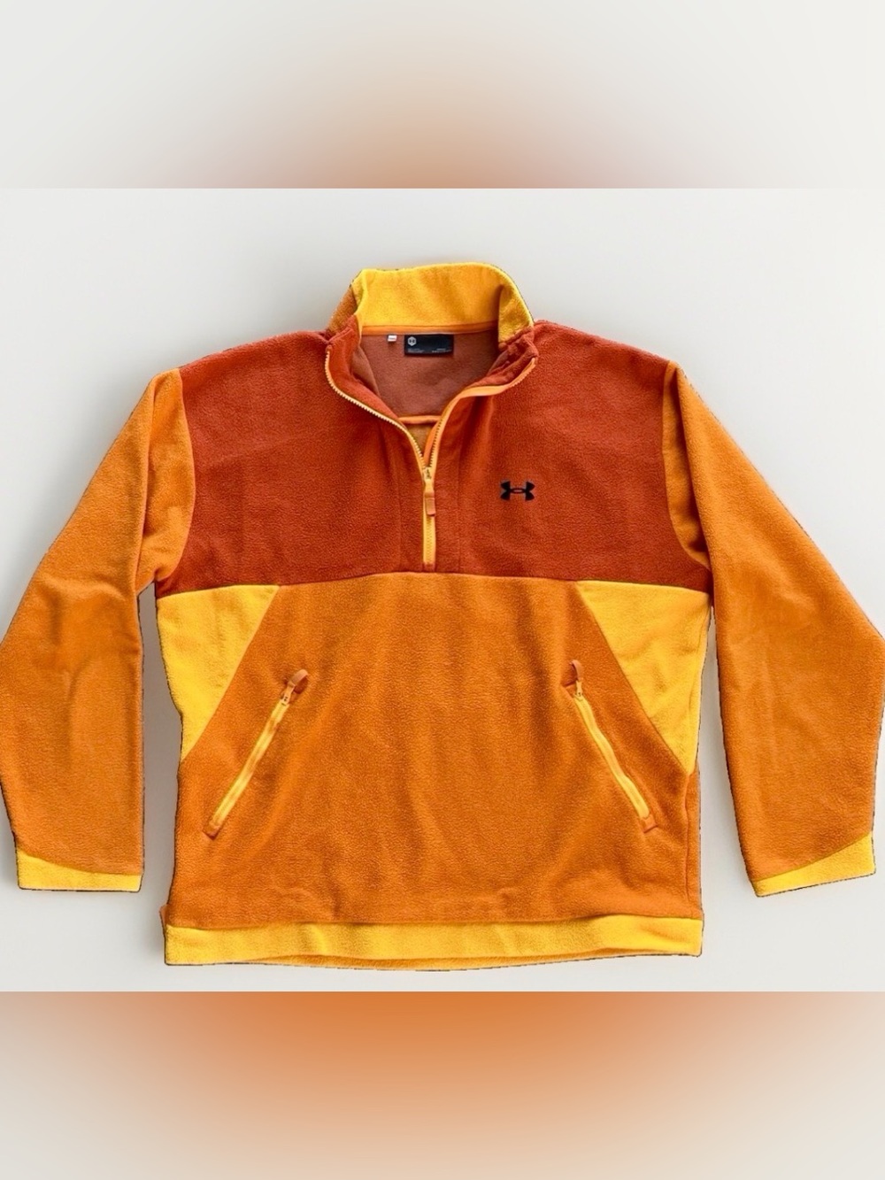 Under Armour Celliant 1/4 Zip Fleece Jacket Orange Yellow Mens 3XL Cold Gear Rec